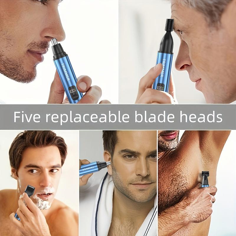 5 in 1 Electric Shaver, 1 Box USB Rechargeable Body Hair Shaver & Replaceable Heads, Waterproof Hair Removal Tool for Women & Men