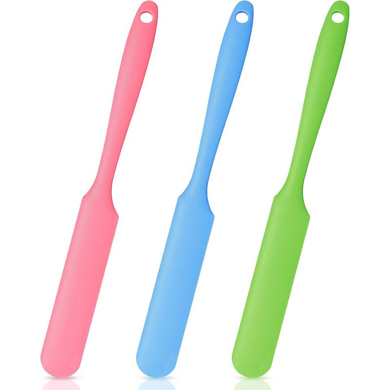 3 Pieces Non-stick Wax Spatulas Silicone Spatula Waxing Applicator Hair Removal Sticks Applicator Spatula Reusable Scraper Hard Wax Sticks for Home Salon Body Use (Pink, Blue, Green)