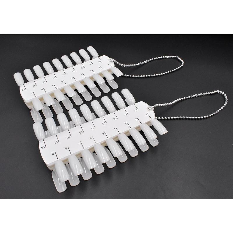Art&Beauty 2 Sets 72 Tips Double Layer Tips Nail Polish Practice Training Display Palette Paint Practice Color Chart swatches with Ball Chain