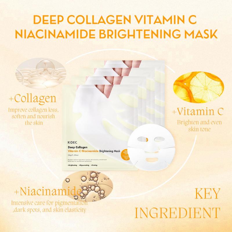 Collagen & Vitamin C Niacinamide & Tea Tree Cica & Vitamin B5 Facial Mask Set, 16pcs Moisturizing & Nourishing Face Mask, Skin Care Product for Women & Men