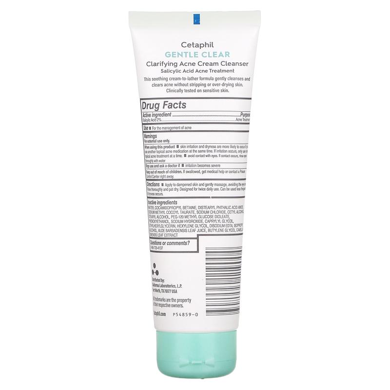 Cetaphil Gentle Clear, Clarifying Acne Cream Cleanser, 4.2 fl oz (124 ml)