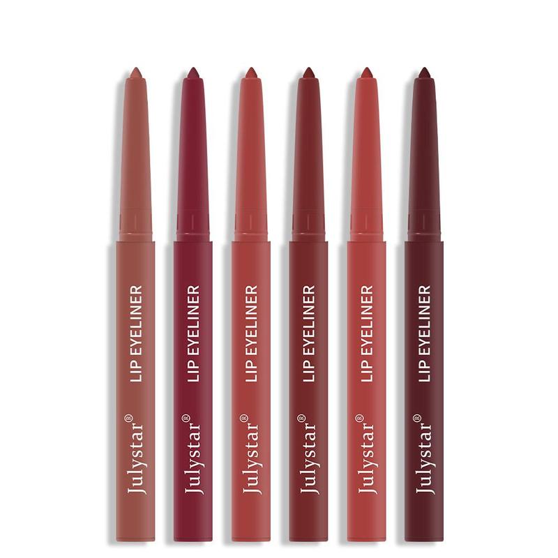 Long Lasting Lip Liner Set, 6 Counts set Waterproof Lip Liner Pencil, Easy Coloring Lip Liner Pen, Suitable for All Skins, Perfect Gift for Women and Girls