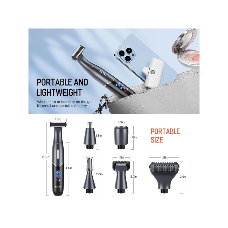 Mbzxhfew Electric Shaver, 6-In-1 Function With Multiple Blade Tips, Women's Bikini Trimmer, Suitable For Facial, Eyebrow, Nose, Arm, Leg Hair Removal Kit, Dry And Wet Dual-Purpose Painless Shaver Set Multi -function shaving knife