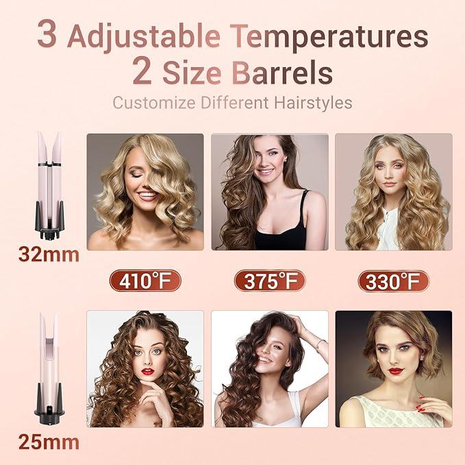BESTOPE PRO  Automatic Curling Iron Hair Curler, Replaceable Curling Wand with 2 Sizes Barrel (1