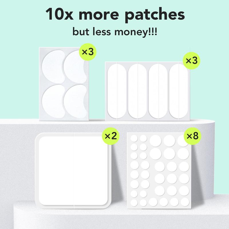 LitBear Skincare Large Pimple Patches 7 Sizes 306 Patches, Acne Spot Treatment XL Hydrocolloid Bandages for Full Face, Forehead,Back and Body Skincare pimple patches acne  patches star  patches