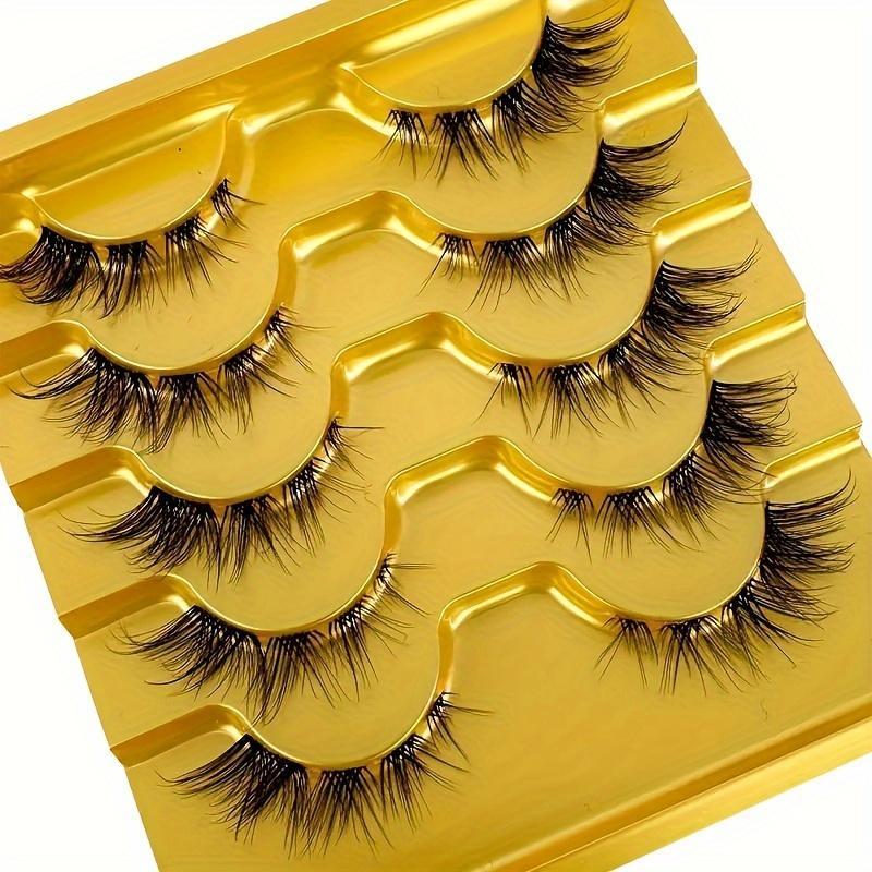 Cross Cluster False Eyelashes for Lashes Extension, 5 Pairs set Natural Curling 3D Faux Lashes, Eyelashes Extension Kit, Eye Makeup Enhancement Products for Women & Girls, Natural False Lashes, Makeup Products