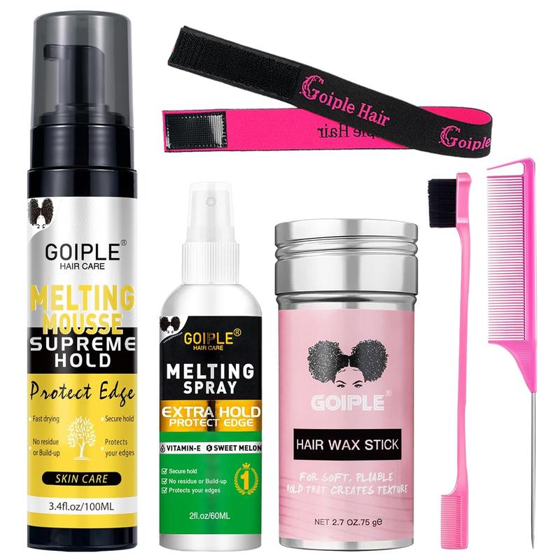 Lace Melting and Holding Mousse Glue-Less Hair Adhesive for Wigs, Wig Glue Lace Melting Spray Lace Melt Mousse for Closure Wigs Extensions, Wig Melting Mousse  Hold for Wig Hair Wig Install Kit