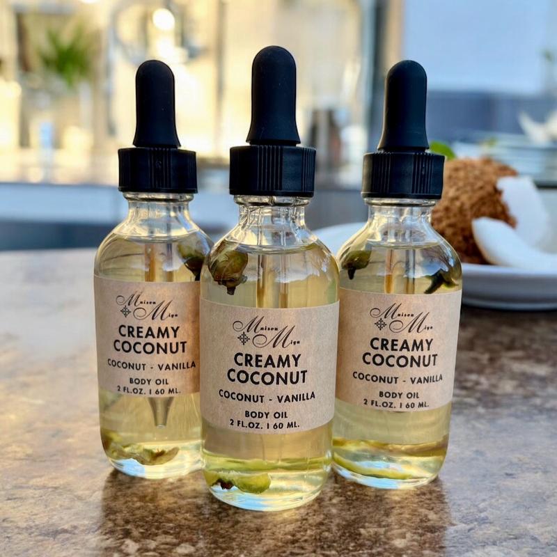 Creamy Coconut Body Oil, Moisturizing Massage Oil, Scented Oil For Soft Skin