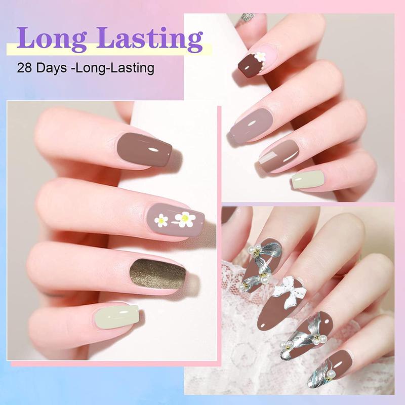 6 Color Glitter Gel Nail Art Palette, Removable Glossy Base Gel & Nail Polish for Women & Girls, Nail Art Gift for Daily Use