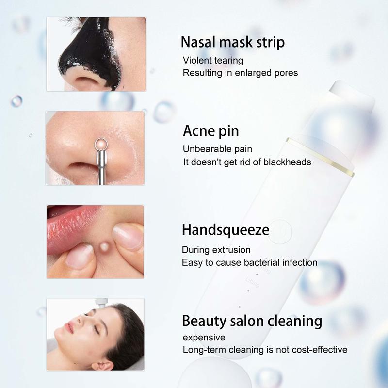 Cordless Ultrasonic Skin Scrubber, Facial Cleaner with High-frequency Vibration Massage, USB Rechargeable Skin Scraper with Four Modes, Summer Facial Pore & Blackhead Cleaner for Woman, Cleansing  Skincare