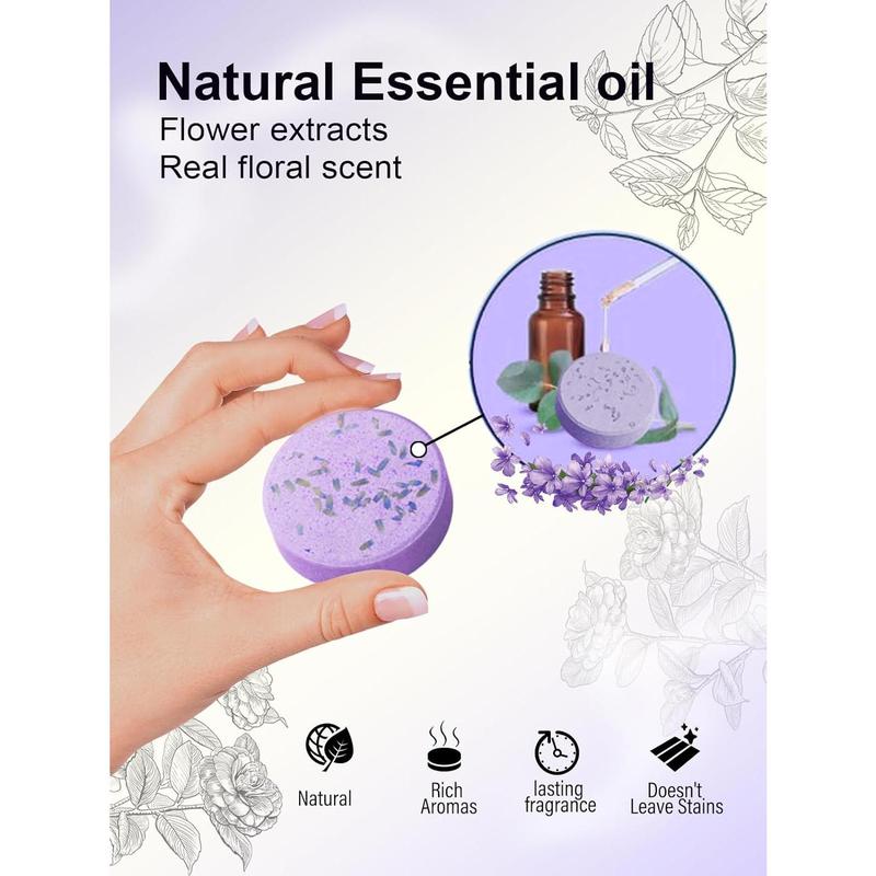 Shower Steamers  Stocking Stuffers 8 Scents, Christmas Gifts for Women Elegant Packaging Birthdays Gifts for Mom, Lavender Natural Essential Oil Home