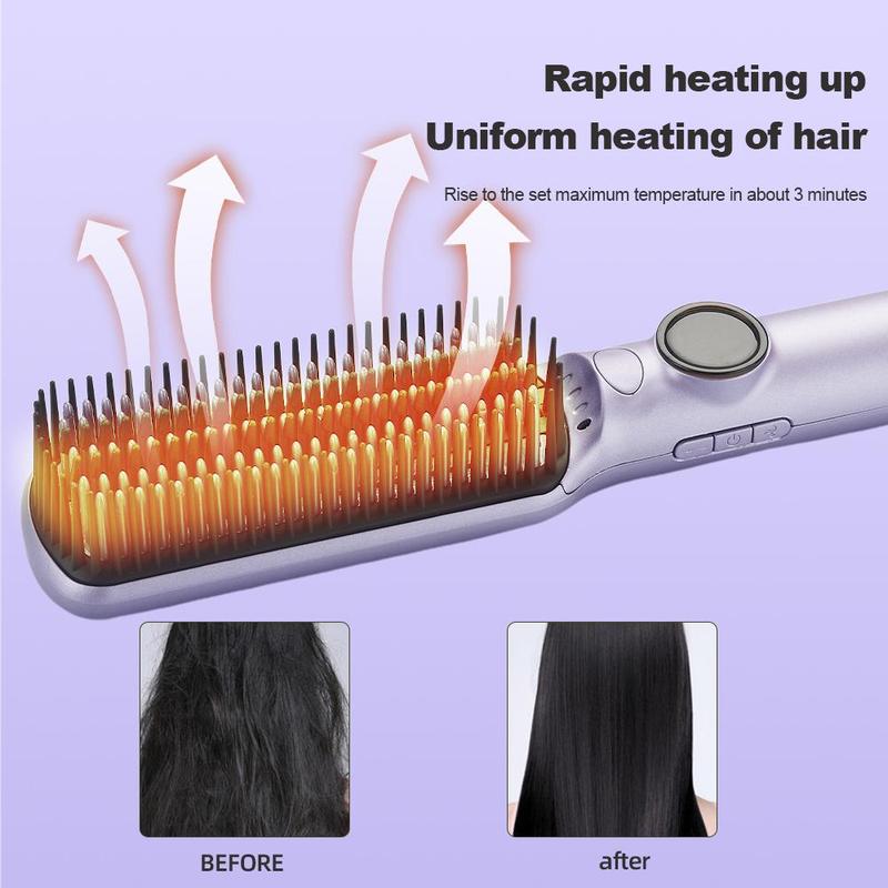 Multifunctional Hot Air Comb, 1 Count Cold & Hot Air Hair Straightening Curling Brush, Professional Hair Styling Tool, Christmas Gift